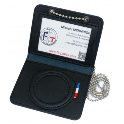 Porte Carte 2 volets SEUL + CHAINETTE (EMPLACEMENT POUR MEDAILLE)