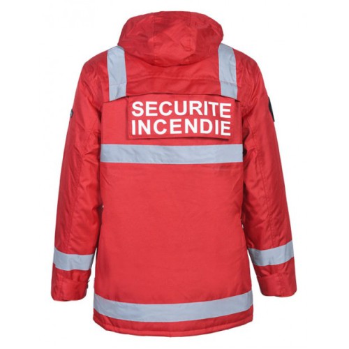 PARKA SSIAP ROUGE Bandes Rétro réfléchissantes