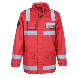 PARKA SSIAP ROUGE Bandes Rétro réfléchissantes