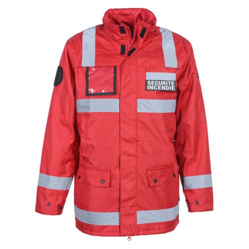 PARKA SSIAP ROUGE Bandes Rétro réfléchissantes