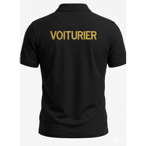 POLO NOIR VOITURIER BRODERIE OR