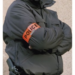 Brassard Police  Haute Visibilité Orange Velcro