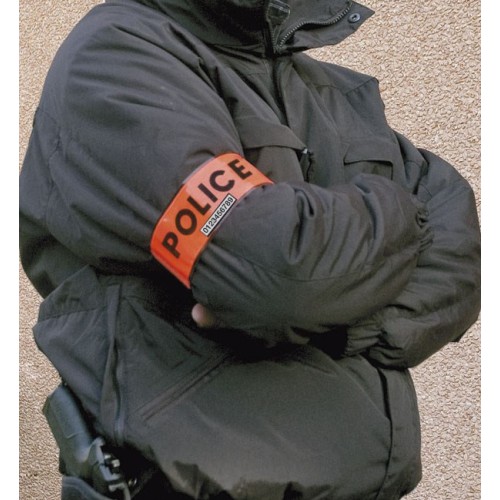 Brassard Police  Haute Visibilité Orange Velcro