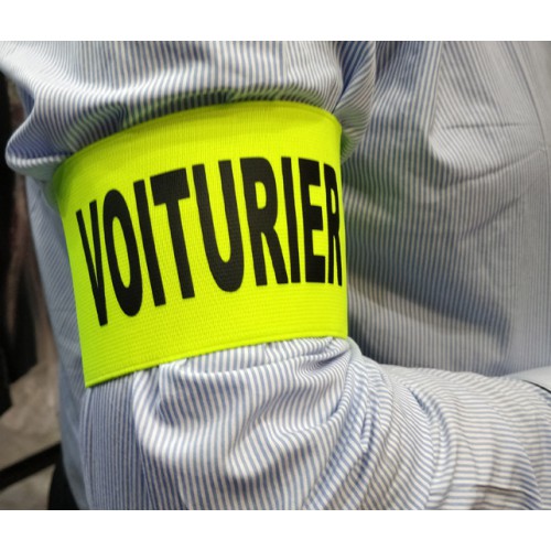 BRASSARD ELASTIQUE JAUNE SERIGRAPHIE VOITURIER