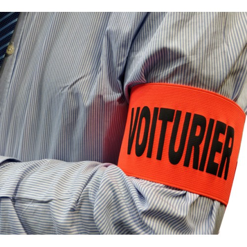 BRASSARD ELASTIQUE ORANGE SERIGRAPHIE VOITURIER