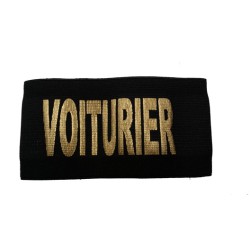BRASSARD ELASTIQUE NOIR SERIGRAPHIE VOITURIER  OR