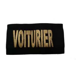 BRASSARD ELASTIQUE NOIR SERIGRAPHIE VOITURIER  OR