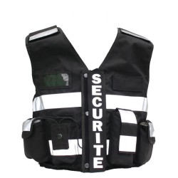 Gilet Noir Haute Visibilité  Sécurité Privée Thor