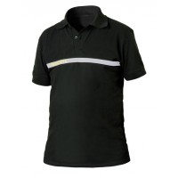 POLO SECURITE NOIR BANDE GRISE BRODERIE SECURITE OR