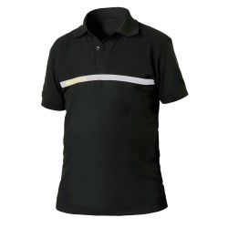 POLO SECURITE NOIR BANDE GRISE BRODERIE SECURITE OR