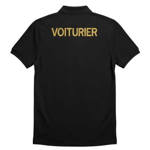 POLO NOIR VOITURIER BRODERIE OR