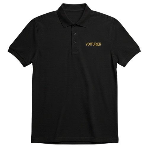 POLO NOIR VOITURIER BRODERIE OR