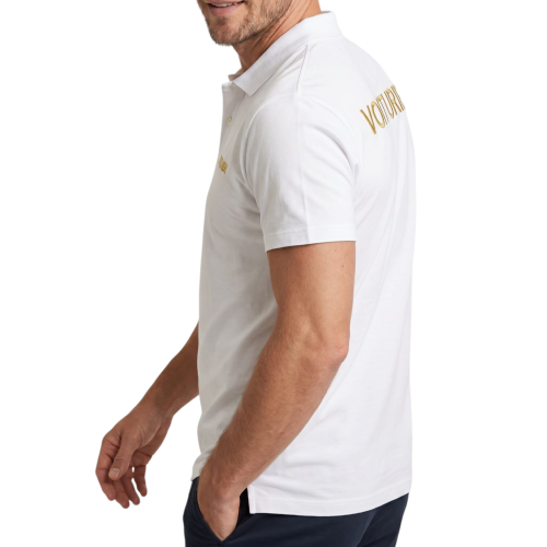 POLO BLANC VOITURIER BRODERIE OR