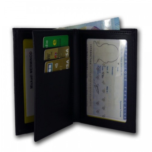 Porte carte Cuir 3 volets pour carte pro grand format