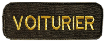 Brassard Velcro Noir Voiturier Broderie Doree