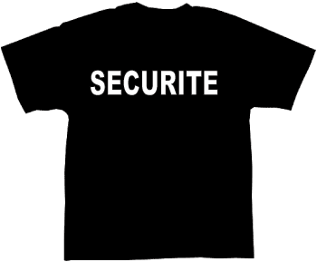 T-SHIRT SECURITE NOIR MARQUAGE SECURITE BLANC